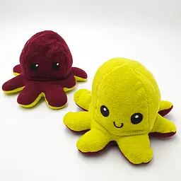 М'яка іграшка Восьминіг перевертень двосторонній веселий сумний Mood Octopus 20 см UKC бордово/зелений