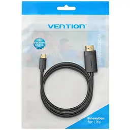Кабель USB 2.0 Type-C M - HDMI M, 2.0m 4K 60 Гц PVC Black Vention - мініатюра 3