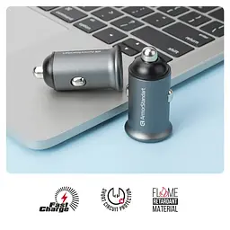 Автомобільний зарядний пристрій 20W з підтримкою Power Delivery та Quick Charge 3.0, виходи USB та Type-C, швидка зарядка для телефону та планшета в прикурювач, ArmorStandart (ARM65439) - мініатюра 5