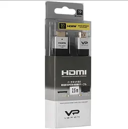 Кабель HDMI to HDMI 4K плоский з підтримкою Ethernet UltraHD 4K шнур Veron 2,5 м чорний - мініатюра 3