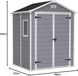Садовий пластиковий будиночок Keter Manor 6x5 DD сіро-білий - мініатюра 7