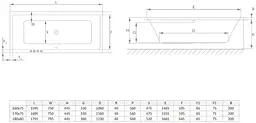 Ванна акрилова Radaway Duna 170x75 пристінна з ніжками + сифон (WA1-61-170x075S) - мініатюра 3