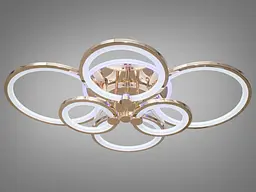 Стельова LED-люстра Diasha 8022/6G 135W, 6 кілець, 3 кольори світла, Ø58×81 см, диммер, пульт - мініатюра 4