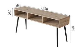 Тумба під телевізор Кентуккі Ferrum-decor 45x139x38 Чорний метал ДСП Дуб Сан-Марино 16 мм (FRD-106732) - мініатюра 4