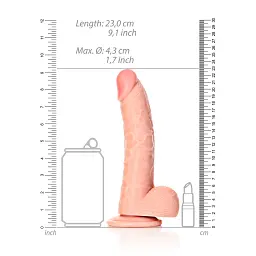 Фалоімітатор RealRock Straight Realistic 8" 23 см (тілесний) - мініатюра 3