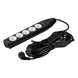 Подовжувач мережевий з фільтром 5 розеток 10 м 2E Power Extension 5 Type F 10m 16A Black