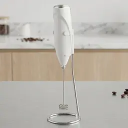 Капучинатор Milk Frother, електричний, ручний, на батарейках AA, з підставкою, білий