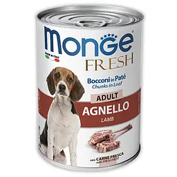 Консерва Monge Dog Fresh Adult для дорослих собак всіх порід з ягням 400 гр