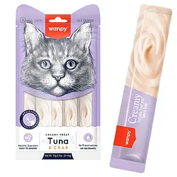 Рідкі ласощі для котів Wanpy Creamy Lickable Treats Tuna & Crab Ванпі Тунець з Крабом 5 шт по 14 г