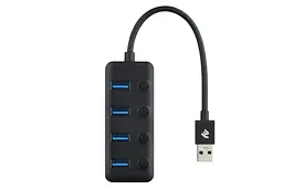 Розгалужувач 2E-W1405 USB Type-A to 4 USB 3.0 Hub with switch 0.25 м - мініатюра 4