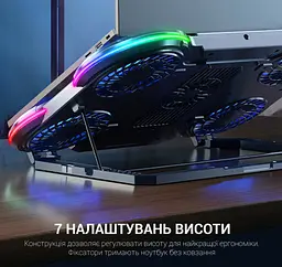 Охолоджувальна підставка для ноутбука до 18 дюймів GamePro GPCP-1450 5xfans - мініатюра 14