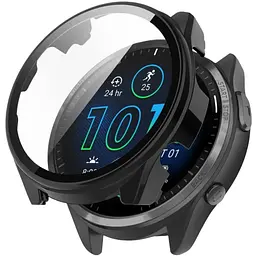 Чохол-накладка DK для Garmin Forerunner 965 Пластик Gloss Скло Full Cover Black