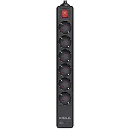 Мережевий подовжувач REAL-EL RS-PROTECT 605 3m, black (EL122300041)