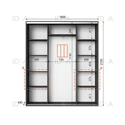 Шафа-купе Idea серія 7 180 x 45 x 210 см Антрацит - мініатюра 2