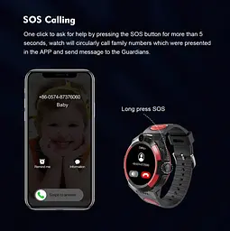 Смарт-годинник дитячі LEMFO LT32 GPS 4G з камерою WI-FI GPS SIM-карта силіконовий ремінець Black Red (17453) - мініатюра 5