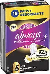 Гігієнічні прокладки Always Platinum Secure Night Extra (Розмір 5) 16 шт. - мініатюра 2