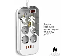 Мережевий фільтр-подовжувач ColorWay 2 м White (CW-CHE64PDW) - мініатюра 4