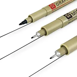 Набір лайнерів Pigma Micron 2 шт (0.3/0.5) +1 лінер-маркер Pigma Graphic в подарунок Чорний Sakura - мініатюра 7