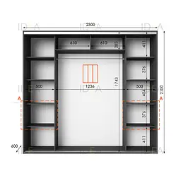 Шафа-купе Idea серія 7 230 x 60 x 210 см Антрацит - мініатюра 2