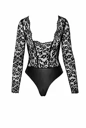 Боді Noir Handmade F296 Psyche, 3XL, мереживо, довгий рукав, низ під латекс, з доступом - мініатюра 6