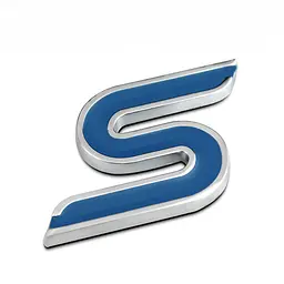 Емблема напис S для Ford синя 50х35 мм метал (на скотчі)