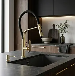 Змішувач для кухні Rea Castor із гнучким виливом black brushed gold REA-B4321 - мініатюра 4