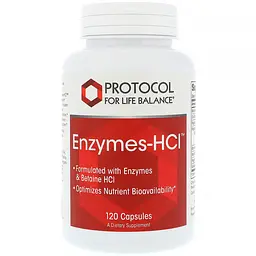 Ферменти бетаїну гідрохлориду, Enzymes-HCI, 120 капсул Protocol For Life Balance vit0002656