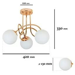 Люстра стельова Levistella 7529903-3 GOLD+WH, 3 плафона, E27, золото, білий, сучасний стиль для дому - мініатюра 2