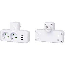 Розетка-подрібнення з заземленням Voltronic F-303 White, 2 розетки + 3 USB(1 А) + Type-C, 2500 W, 10A, 220V - мініатюра 3