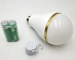 Світлодіодна LED-лампа акумуляторна (знімні 2 × 18650) автономна аварійна 30 W енергозберігаюча лампочка E27 UKC - мініатюра 3