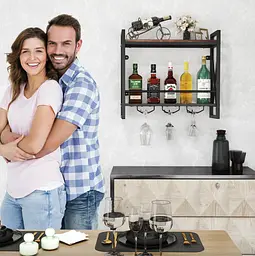 Настінний винний стелаж Costway Lagom у стилі Loft - мініатюра 8