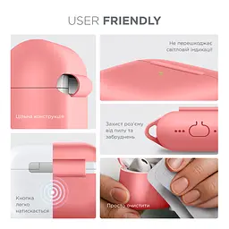 Силіконовий чохол для навушників Apple AirPods Pro 3, Hang Case, рожевий, ультратонкий захисний кейс товщиною 2 мм, захист від подряпин, пилу та ударів, компактний, з карабіном для кріплення, ArmorStandart (ARM88280) - мініатюра 5