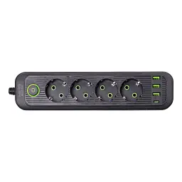 Мережевий фільтр-подовжувач Yiwu HP-5-14 EURO 1085U 5 м 4 розетки 3 USB чорний  - мініатюра 3