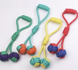 Іграшка для собак Derby Dog Rope Toy - 2 Balls with Long Handle - мініатюра 2