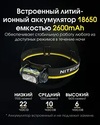 Налобний ліхтар Nitecore NU40 із датчиком наближення USB Type-C 1000лм - мініатюра 6