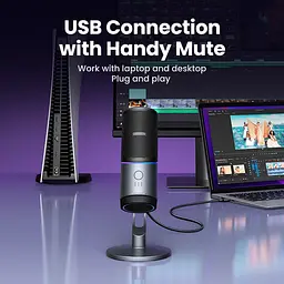 Мікрофон конденсаторний UGREEN CM769 USB потоковий з шумопоглинанням та підставкою Black - мініатюра 4