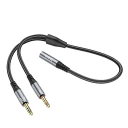 Кабель Hoco UPA21 2-in-1 3.5 headset audio adapter cable ( female to 2 male ) Metal Gray
