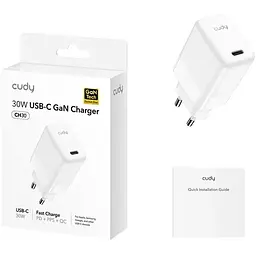 Зарядний пристрій 1xUSB 30W, (GaN, 1хUSB-C, QC+PD 3.0, вилка ЄС, для iPhone 12) , Cudy (CH30_EU) - мініатюра 2