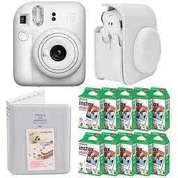 Подарочный набор камера Fujifilm Instax Mini 12, Фотобумага 100 шт, Чехол, Фотоальбом на 64 фото Белый