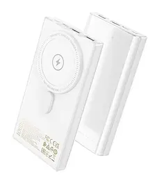 Зовнішній акб Hoco Q22 Taurus magnetic fully with digital 10000 mAh магнітна батарея біла - мініатюра 3