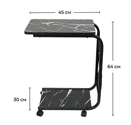 Приставний столик на колесах Fabrika BRAIN Marble Black  - мініатюра 4