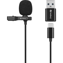 Провідний петличний мікрофон Streamer USB Clip USB-A/USB-C, кабель 3м, чорний (126-40)
