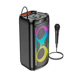 Портативна колонка із мікрофоном Hoco HA6 RGB підсвіткою та TWS акумулятор 4500 mAh Bluetooth 5.3 караоке 30 Вт Чорний