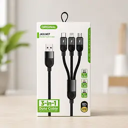 Кабель 3 в 1 для заряджання USB з роз'ємами Type-C, Lightning та Micro USB / Кабель швидка зарядка до 6A 26X-202 - мініатюра 4
