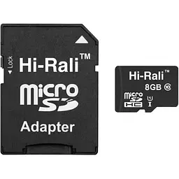 Карта пам'яті Hi-Rali microSDHC, 8Gb, Class10 UHS-I, SD адаптер (HI-8GBSD10U1-01)