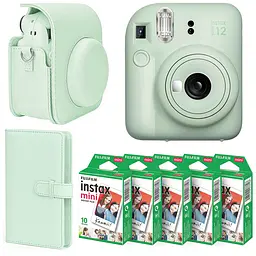 Набор камера Fujifilm Instax Mini 12, Фотобумага 50 шт, Чехол, Фотоальбом 108 фото Зеленый
