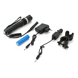 Ліхтар підстовбурний Watton WT-040, 1LED CREE Q5, 3W, 3 режими, кабель з кнопкою, ZOOM,18650 /ААА/6800mah, Black, IP40, СЗУ+АЗУ, 160х40х30мм, BOX - мініатюра 2