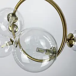 Мініатюрна люстра у формі кільця в латуні з прозорими плафонами Bubble | Арт. H 069/5 AB | Line F - мініатюра 5