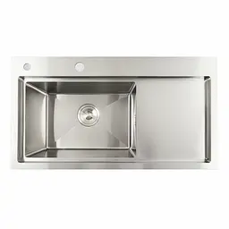 Кухонна мийка нержавійка 78x43 L Platinum Handmade (два отвори, круглий сифон 3,0/0,8), Нержавіюча сталь