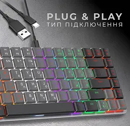Клавіатура ігрова механічна GamePro MK-140R USB Red Swich Low Profile Dark Gray - мініатюра 8